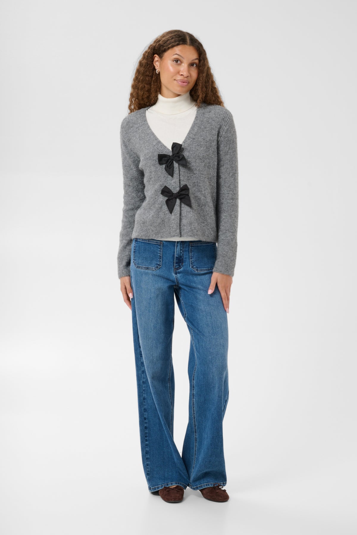 Kaffe Clothing KAmay Knit Cardigan Grey Melange