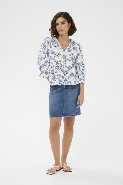 Kaffe Clothing KAluisa Blouse - Chalk Midnight Flower