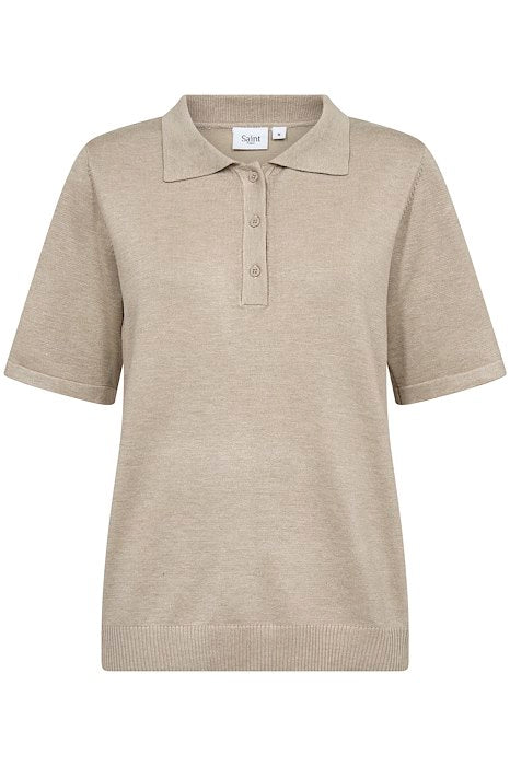 Saint Tropez MilaSZ Polo SS Pullover Plaza Taupe Melange