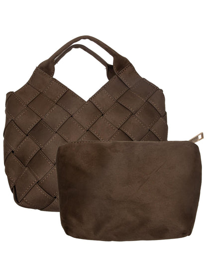 Håndveske "flettet" velvet brun