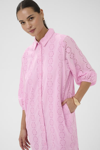Kaffe Clothing KAdona Shirt Dress Pink Frosting