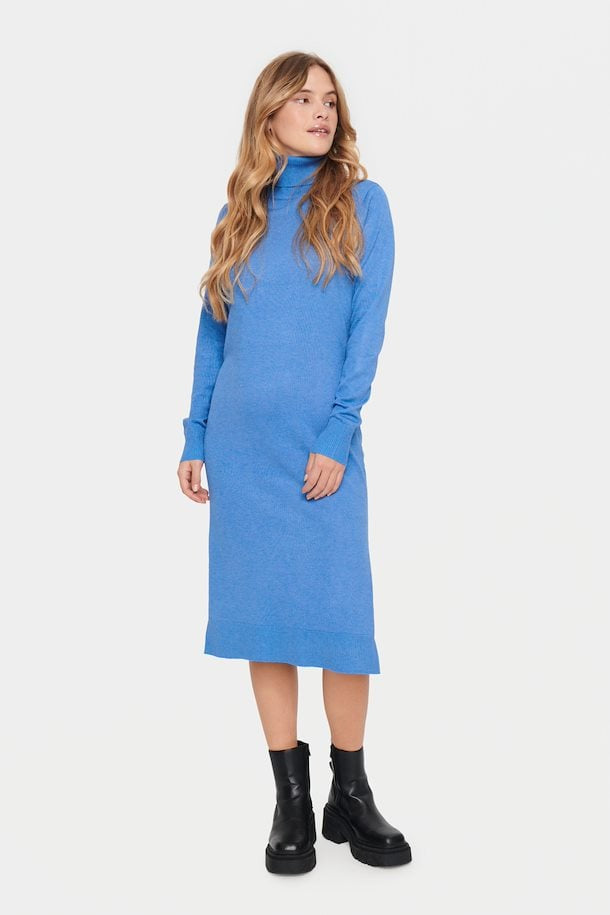 Saint Tropez MilaSZ Roll Neck Long Dress Dutch Blue Melange