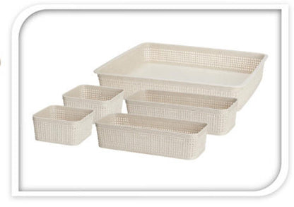 Kurv sand vevd design PP 5 stk i sett