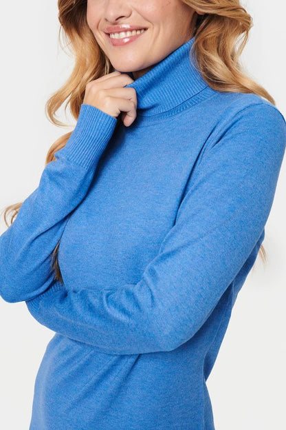 Saint Tropez MilaSZ Roll Neck Long Dress Dutch Blue Melange