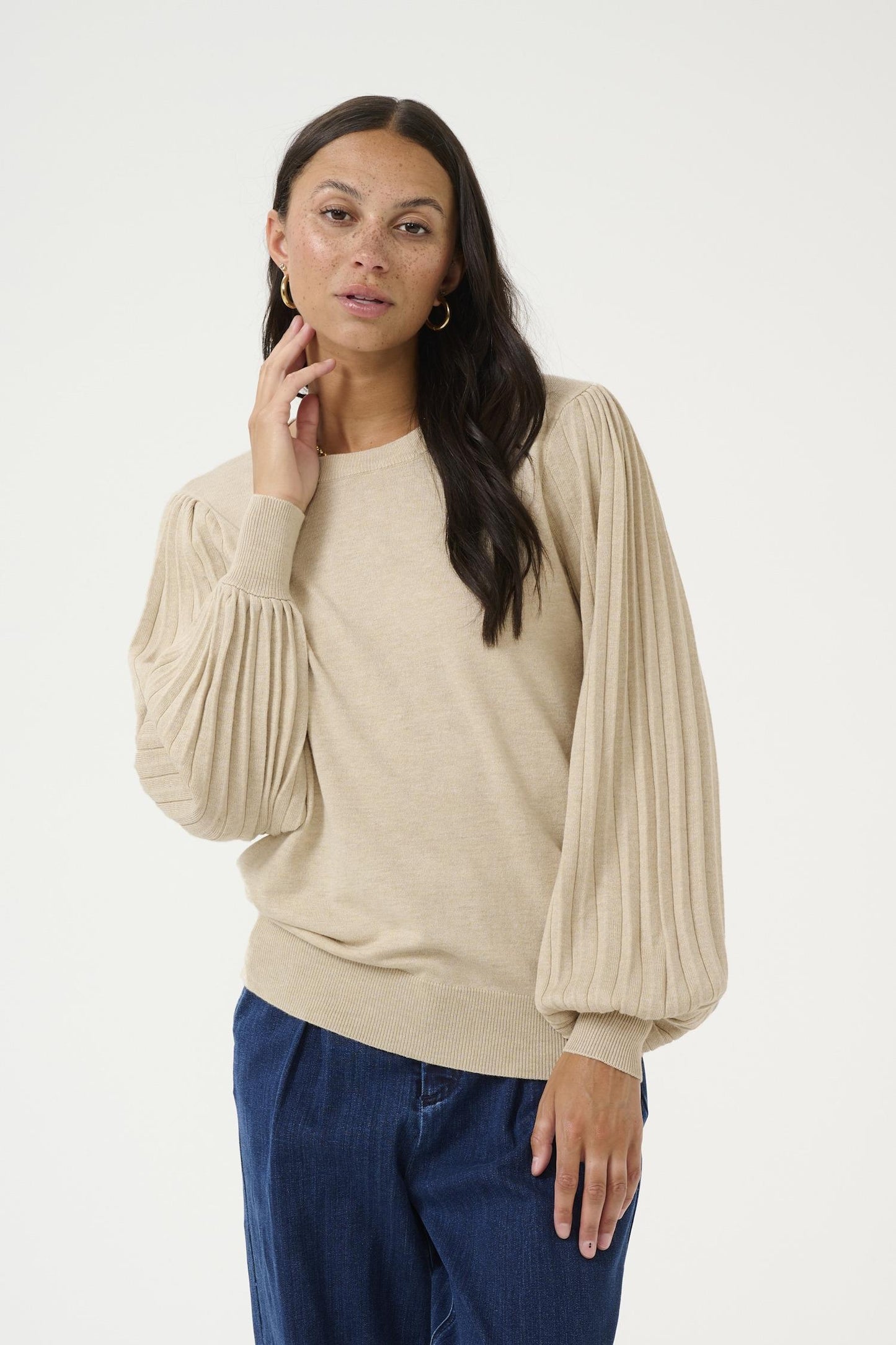 Kaffe Clothing KAlone Knit Pullover Feather Gray Melange