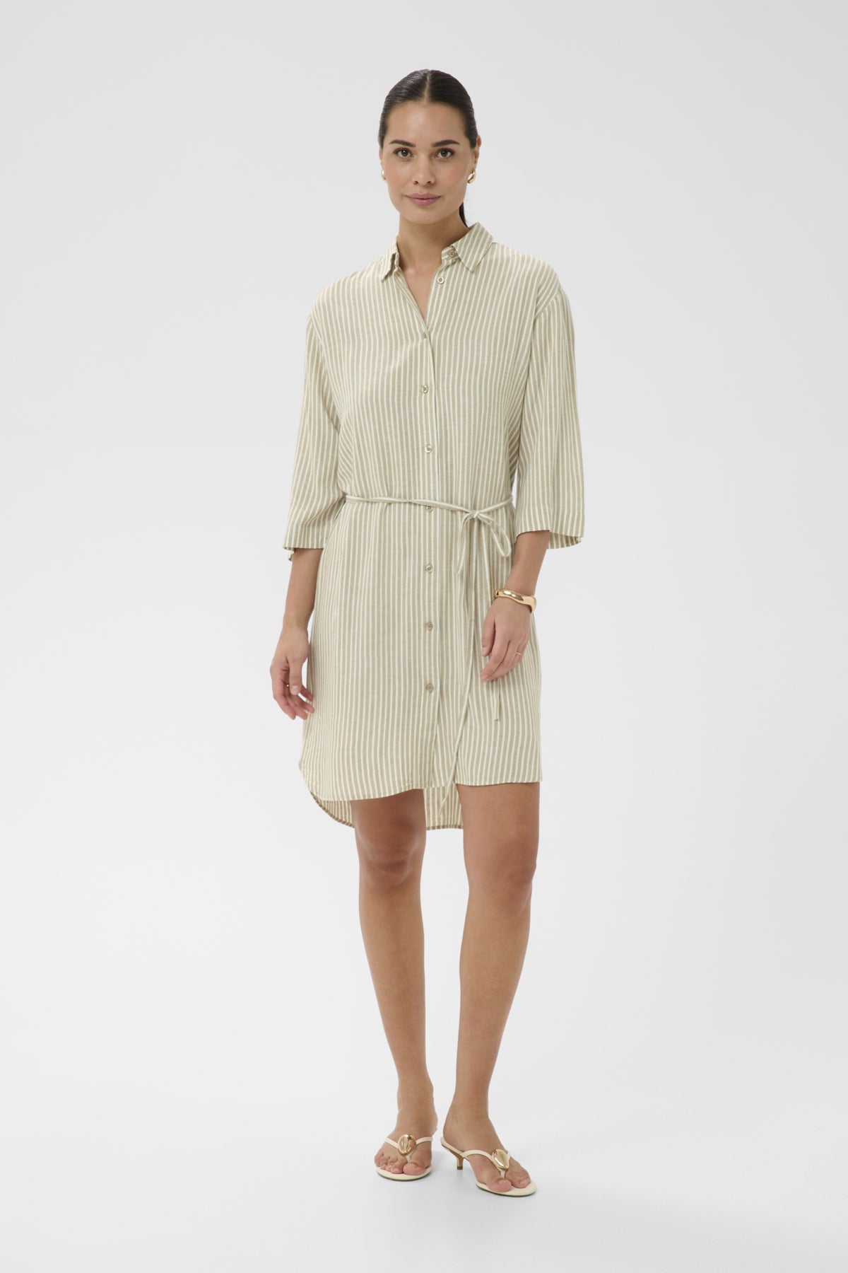 Kaffe Clothing KAmilia Short Shirt Dress - Chinchilla/Chalk