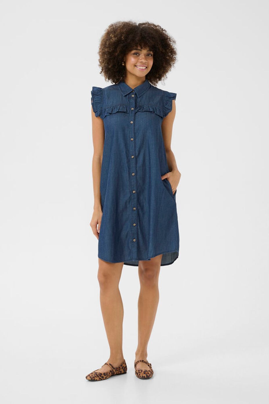 Culture CUaurelia Short Dress Dark Blue Wash