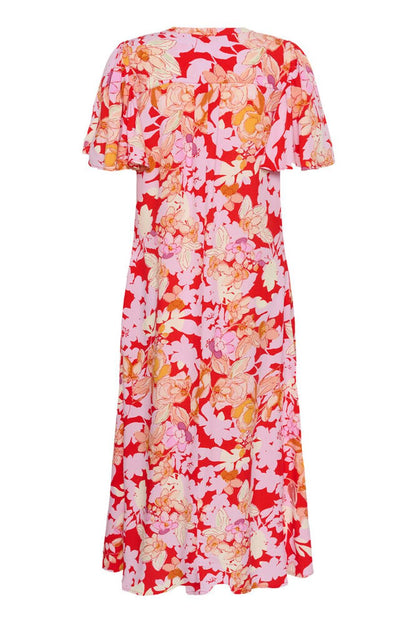 Culture CUaudrey Bello Long Dress Red/Pink Flower