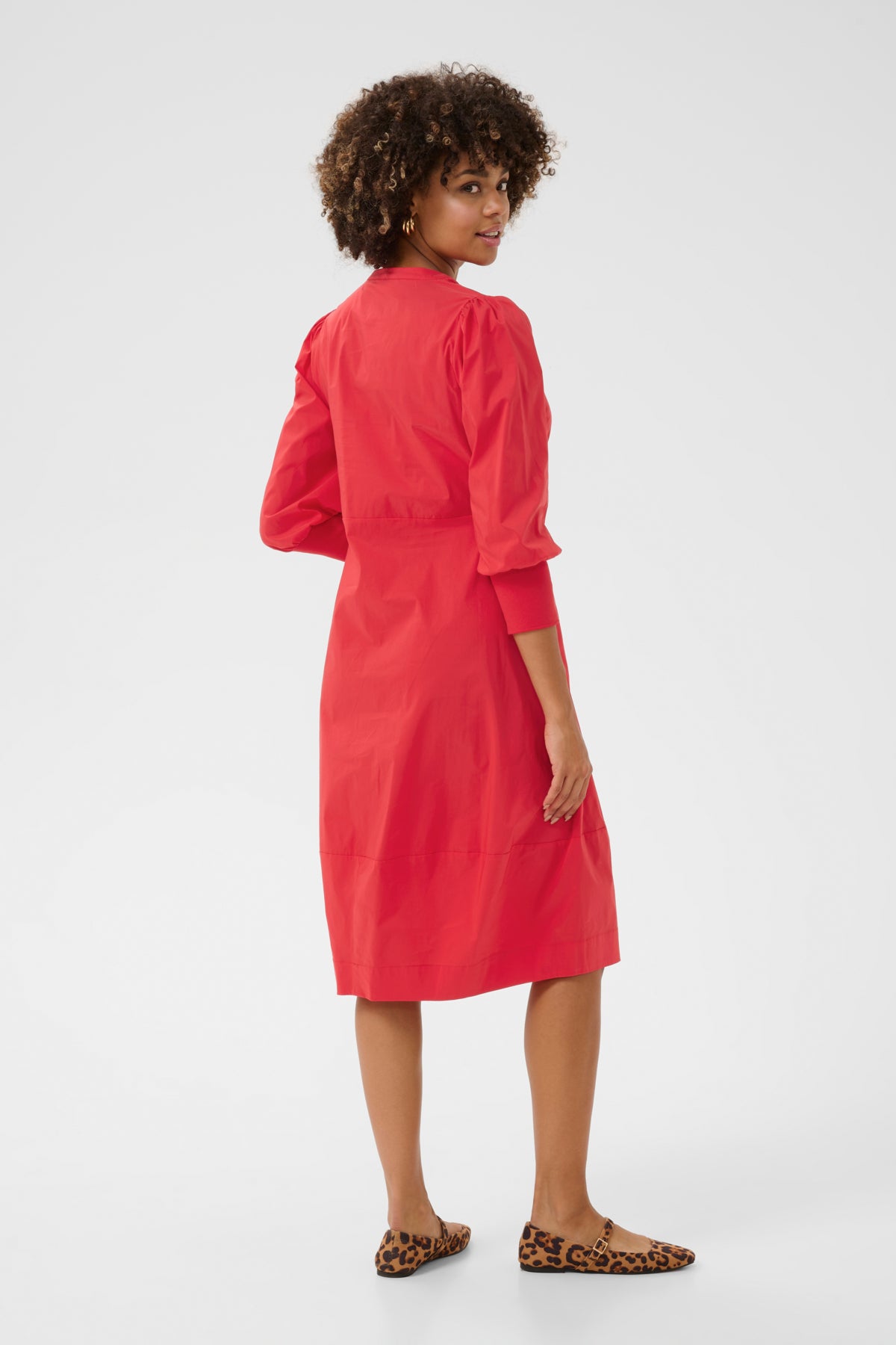 Culture CUantoinett 3/4 Sleeve Dress Fiery Red