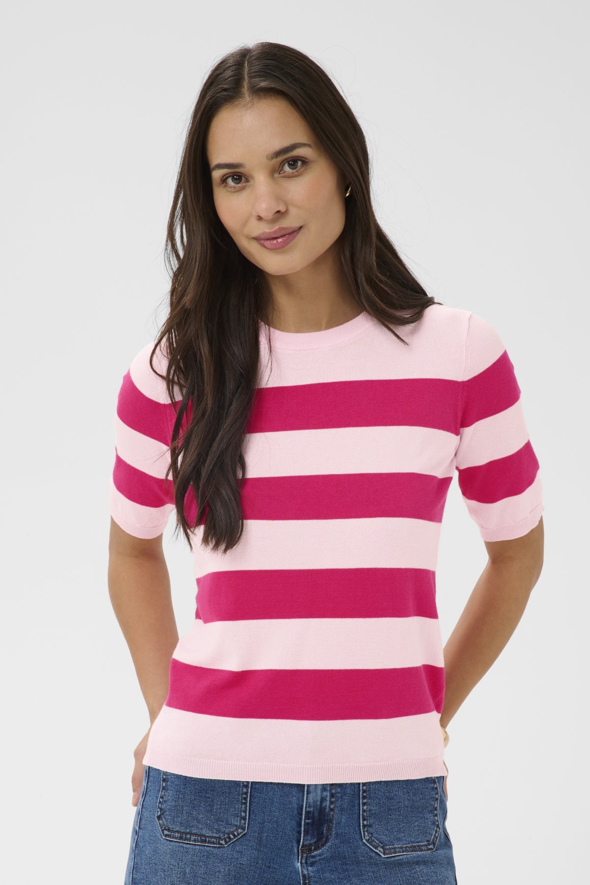 Kaffe Clothing KAlizza Striped Knit - Ballerina/Beetrot Wide Stripe