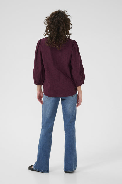 Kaffe Clothing KAenya Blouse 3/4 sleeve Windsor WIne