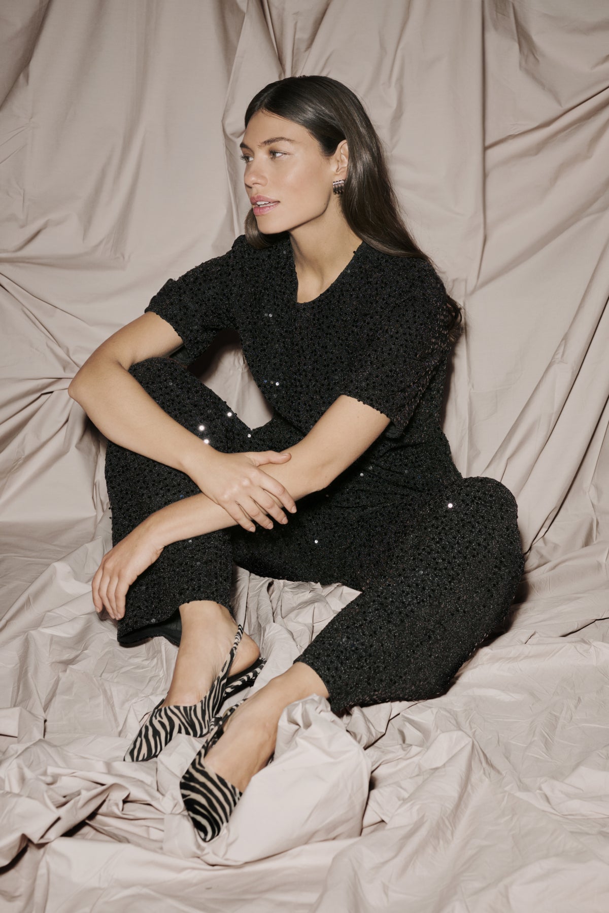 Culture CUtamera Sequin Blouse Black