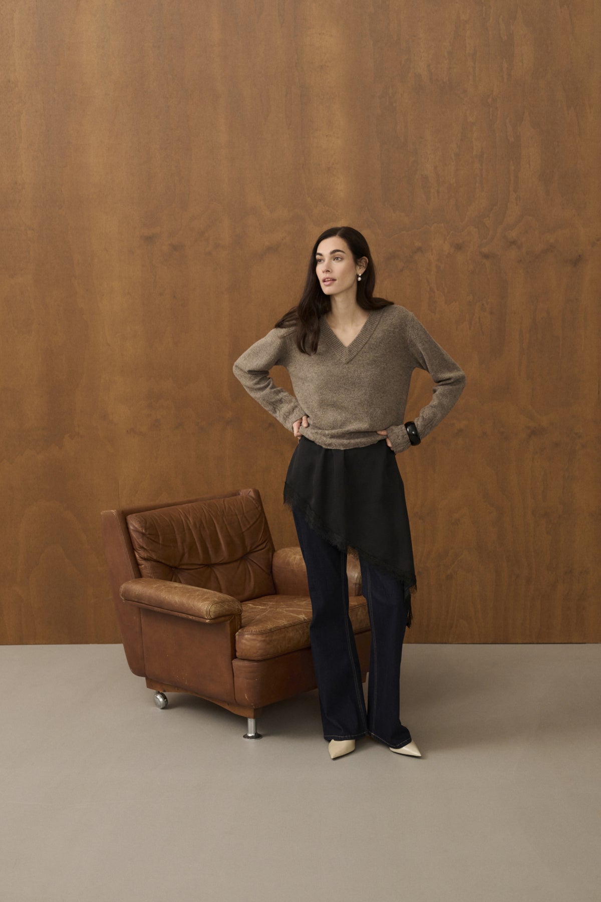 Culture CUmonia Vneck Pullover Falcon Melange