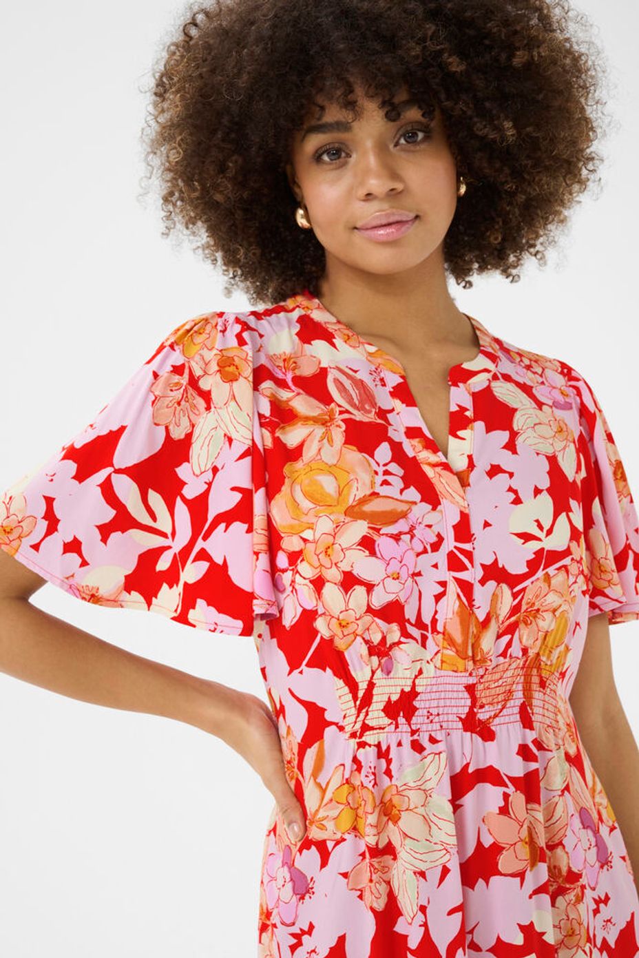 Culture CUaudrey Bello Long Dress Red/Pink Flower