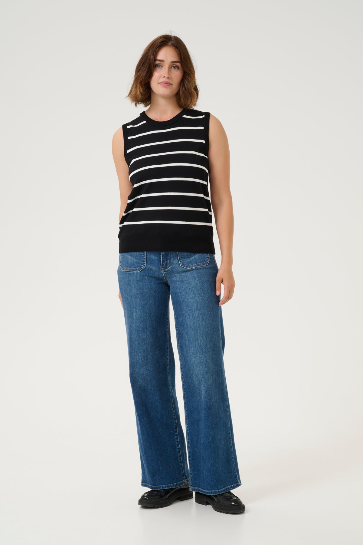 Kaffe Clothing KAlizza Striped Slipover Black/Chalk Stripe