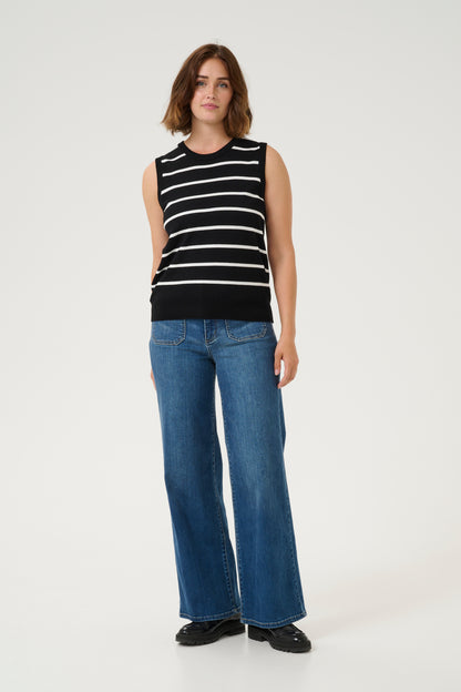 Kaffe Clothing KAlizza Striped Slipover Black/Chalk Stripe