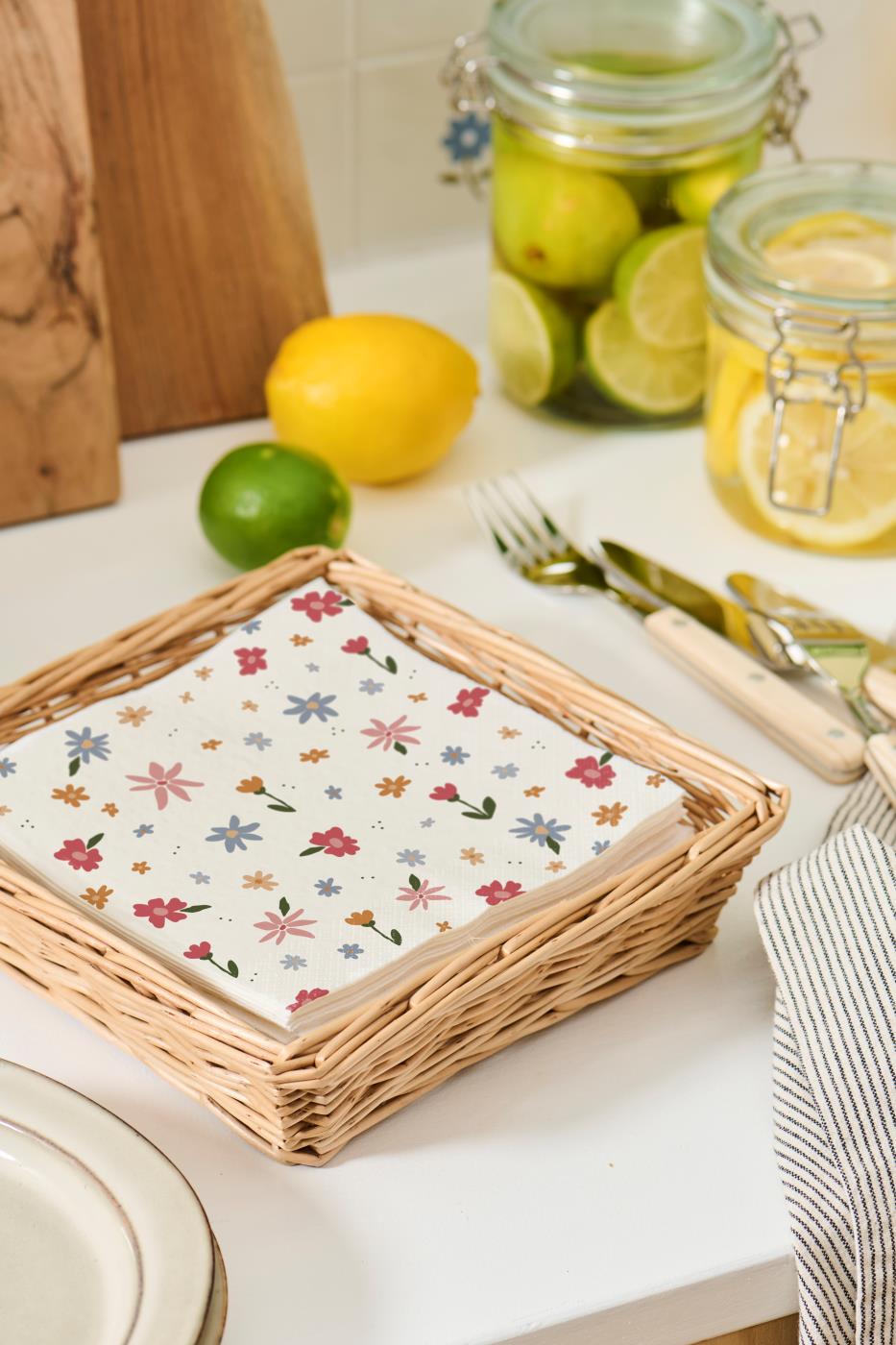 Ib Laursen Servietter 16,5x16,5 cm blomsterdekorasjon 20 stk/pakning