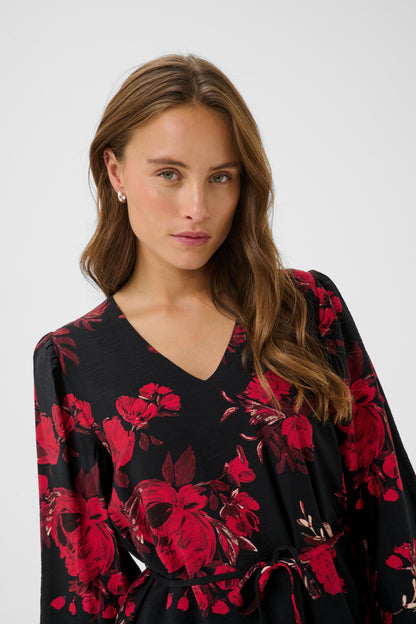 Kaffe Clothing KAlpamela Dress Black/Red Flower