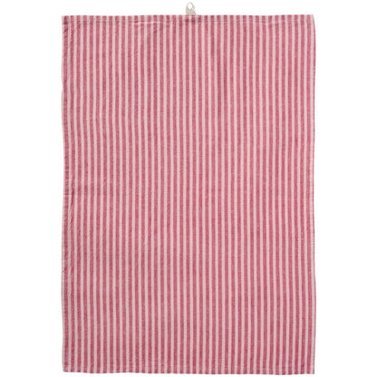 Ib Laursen Kjøkkenhåndkle Linea med lyserosa og bringebærfargede smale striper