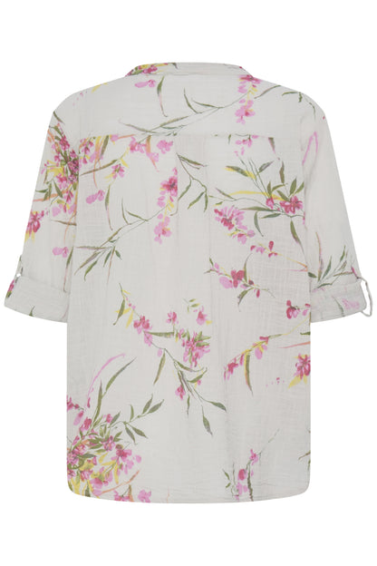 Sorbet SBalexa – Naturgrå bluse med blomsterprint