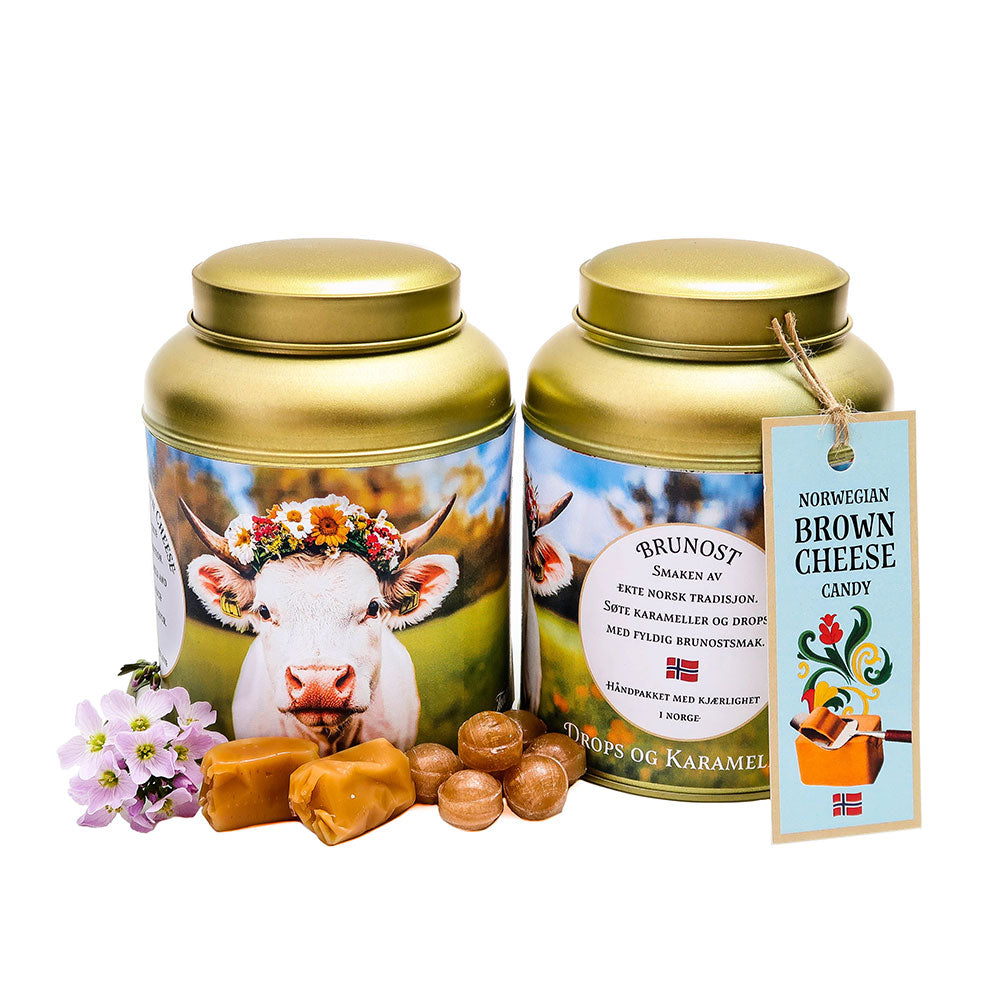 Brunost-drops Gaveboks Engelsk tekst