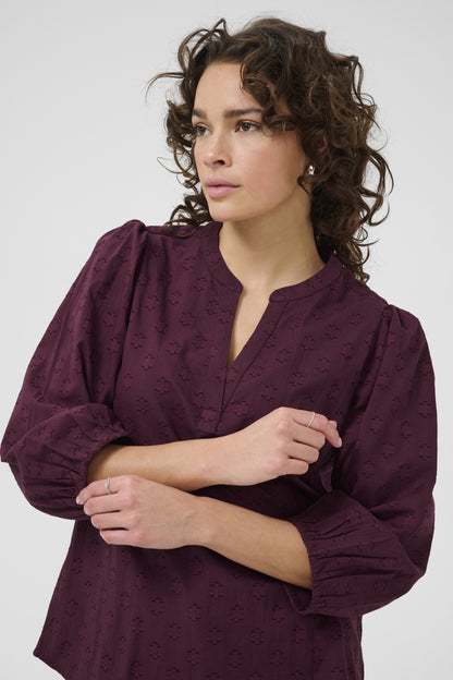 Kaffe Clothing KAenya Blouse 3/4 sleeve Windsor WIne