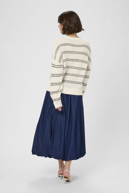 Culture CUbernie Cacheia Strikkegenser Hvit m/striper