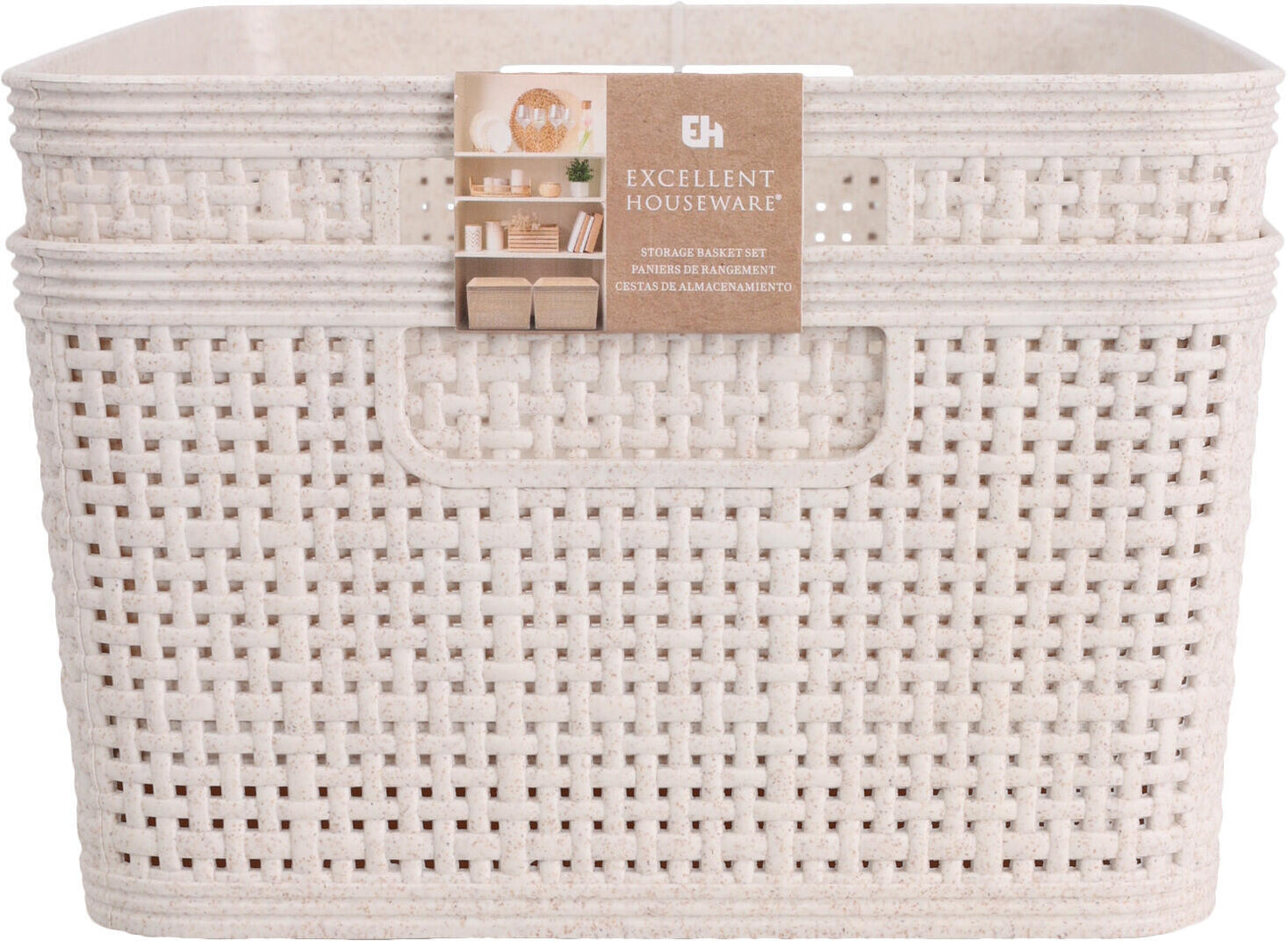 Kurv sand vevd design PP 25x19x10cm s/2