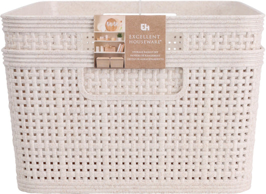 Kurv sand vevd design PP 25x19x10cm s/2