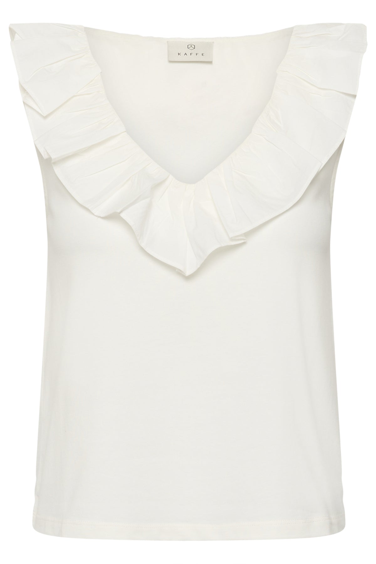 Kaffe KAdidde Flounce Top – Hvit singlet med volanger