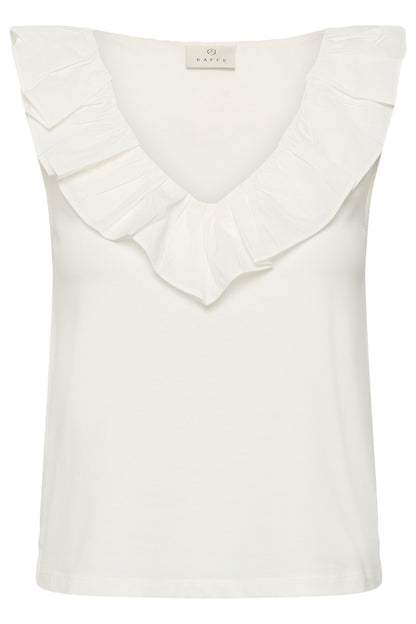 Kaffe KAdidde Flounce Top – Hvit singlet med volanger