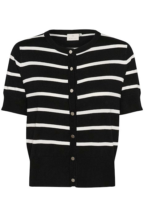 Kaffe Clothing KAlizza Short Sleeve Cardigan Black/Chalk Striped