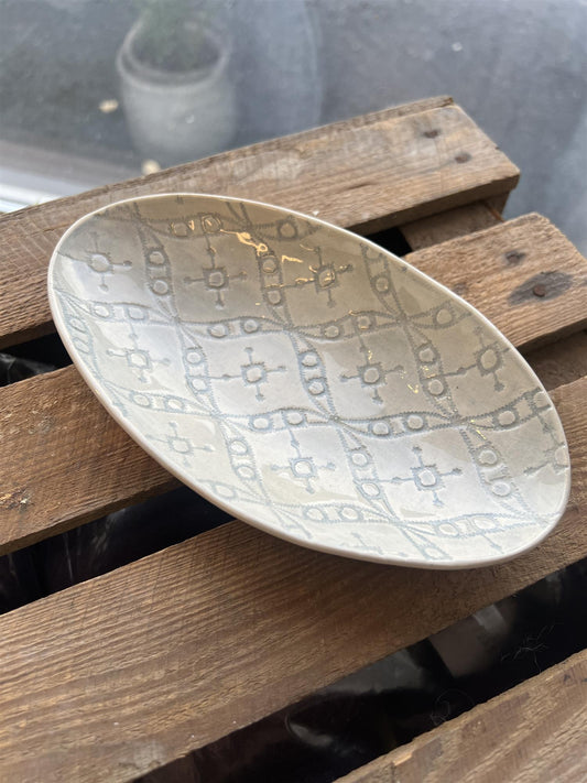 Wonki Ware Oval Skål Gråblå