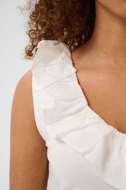 Kaffe KAdidde Flounce Top – Hvit singlet med volanger