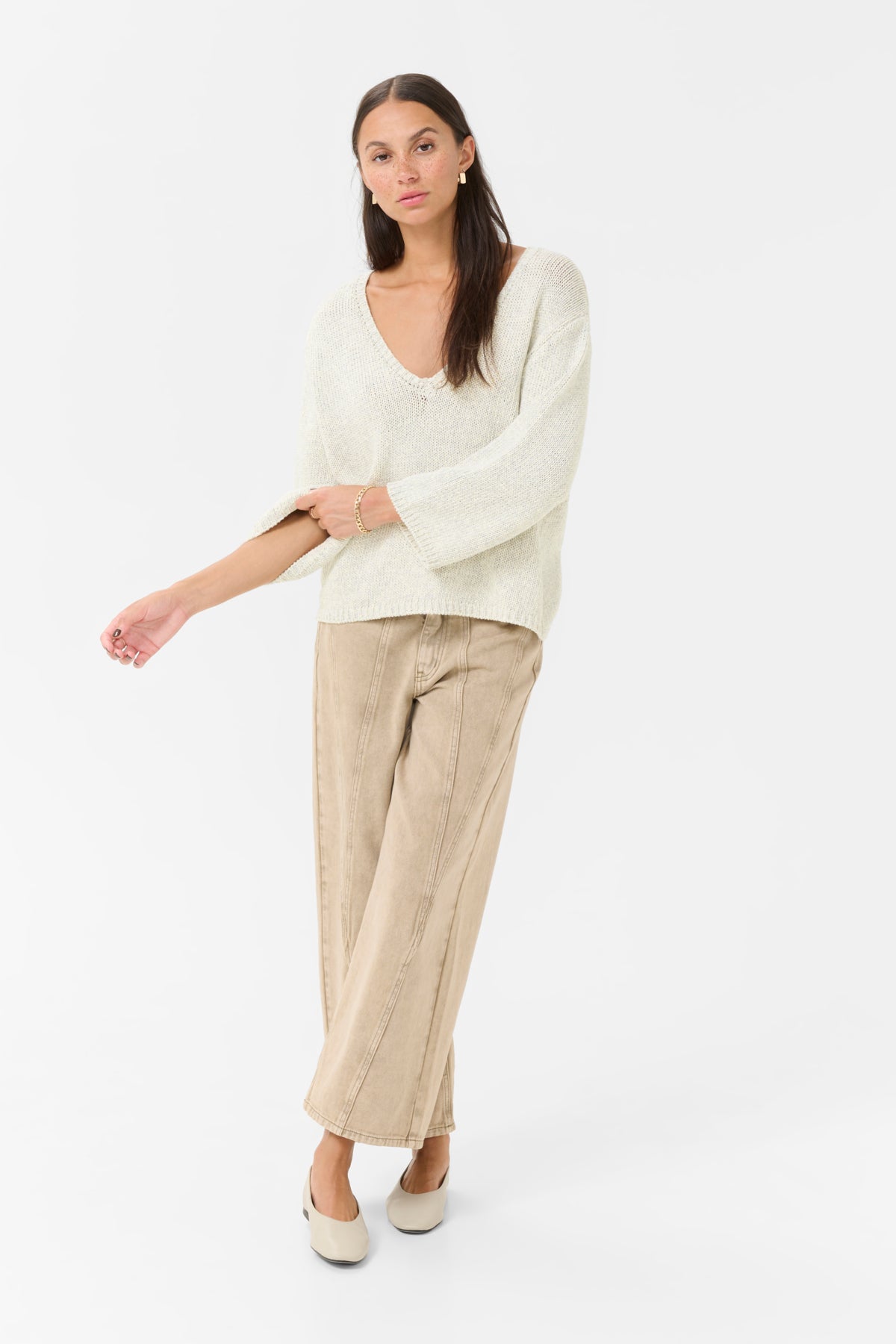 Kaffe Clothing KAgerdi V-neck Pullover Turtledove Melange