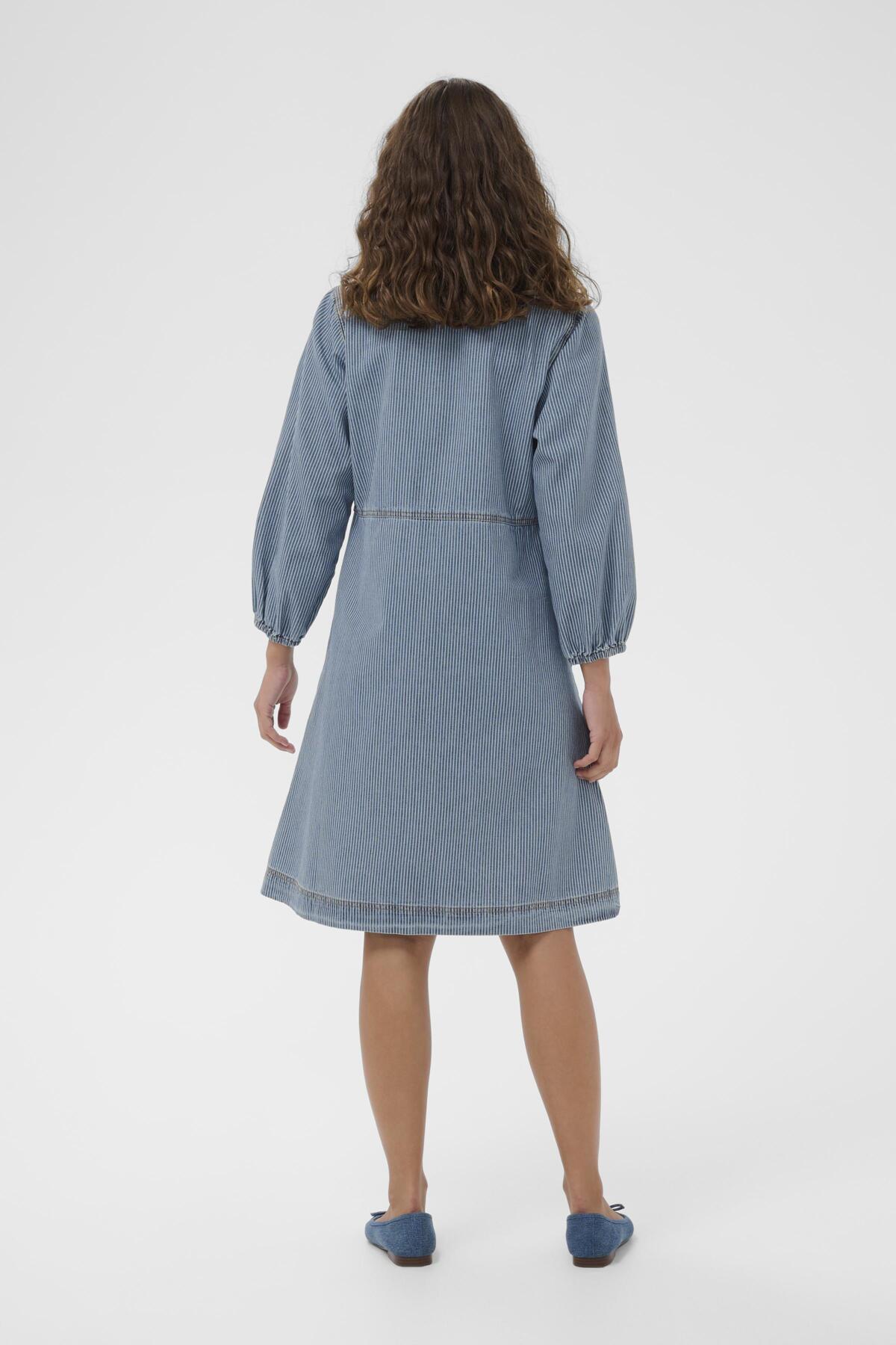 Culture CUayna 3/4 Sleeve Dress Blue/White Stripes