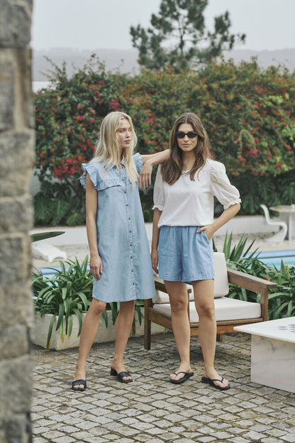 Culture CUaurelia Short Dress Light Blue Wash