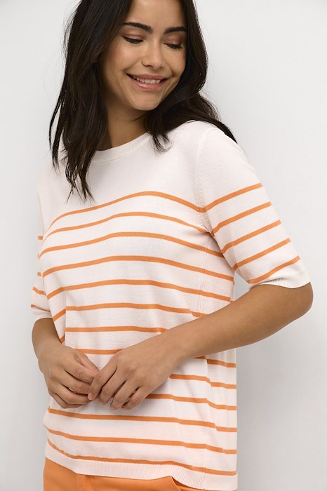 Kaffe Clothing KAlizza Narrow Striped Pullover Chalk/Melon