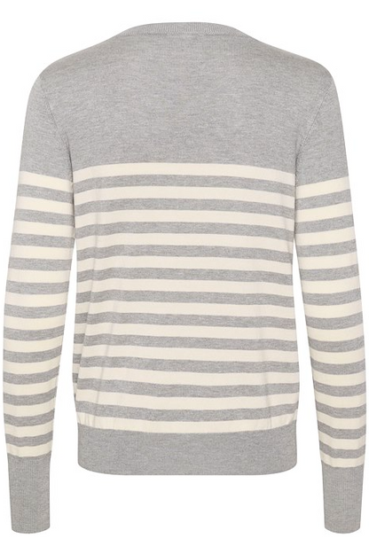 Kaffe Clothing KAlizza Striped Knit Pullover Grey Melange