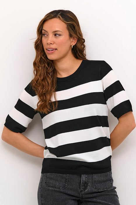 Kaffe Clothing KAlizza Striped Knit Black/Chalk Bold Stripe