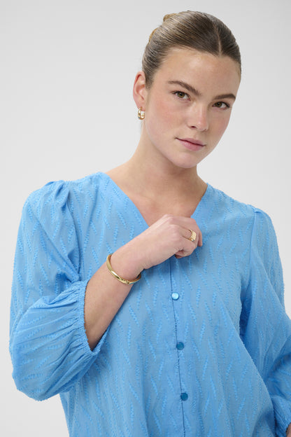 Kaffe Clothing KAgabriela V-neck Shirt Azure Blue