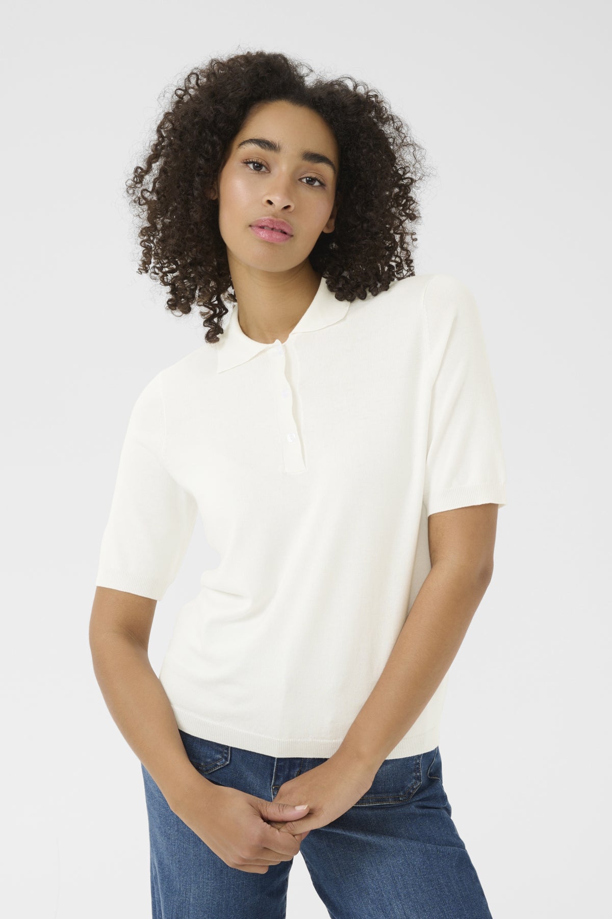 Kaffe Clothing KAlizza Basic Polo Pullover Chalk