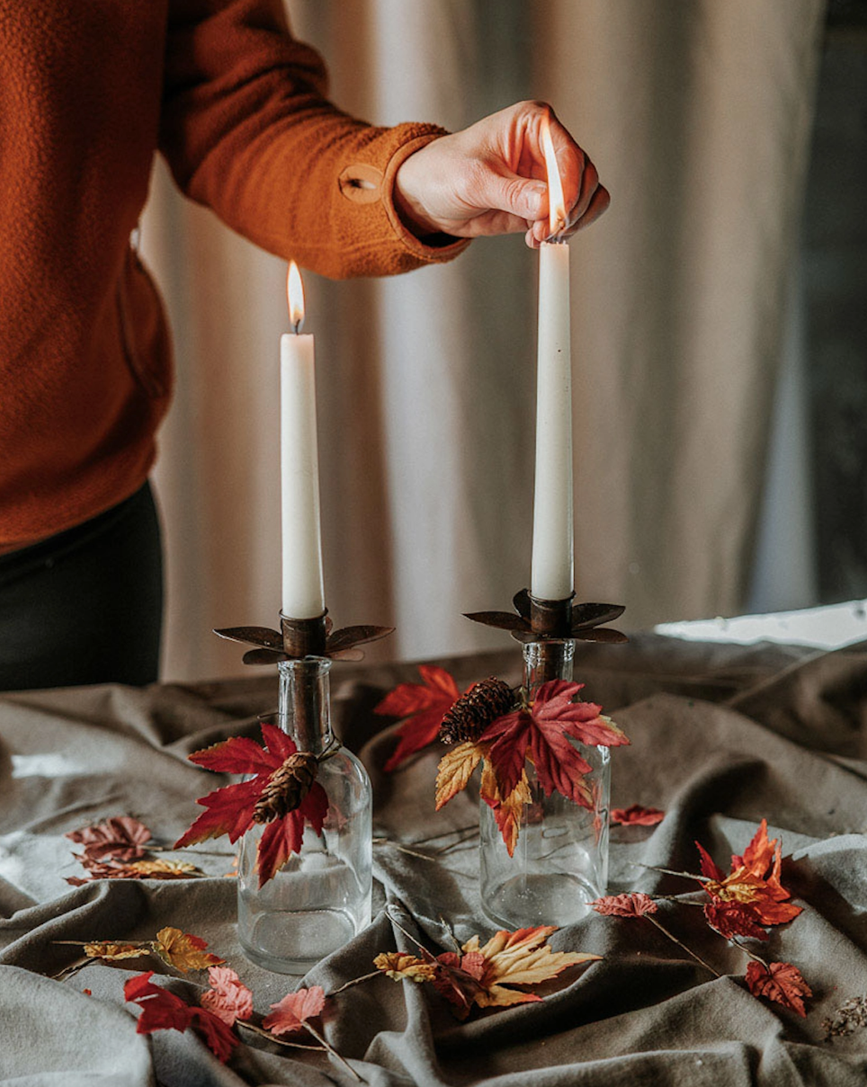 Alot kronelys-holder Antikk brun