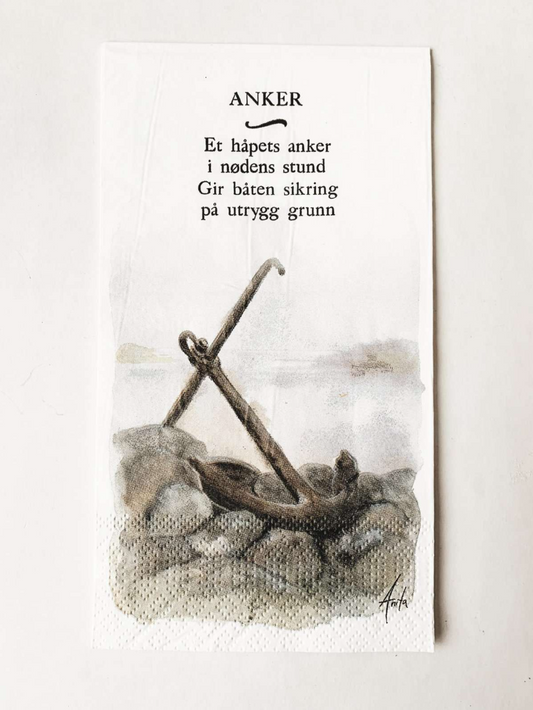 Trend Design Servietter «Anker» Akvarell malt av Anita Sletten