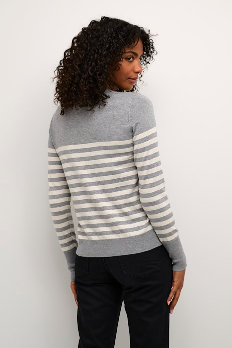 Kaffe Clothing KAlizza Striped Knit Pullover Grey Melange