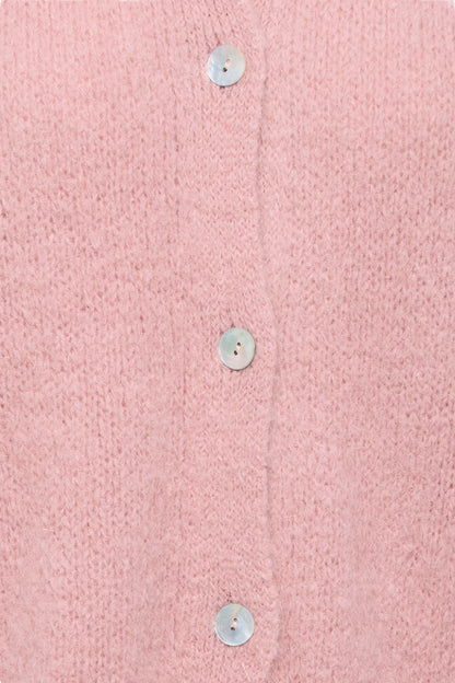 Sorbet SBgulvig Knit Cardigan – Støvrosa cardigan med knapper i front