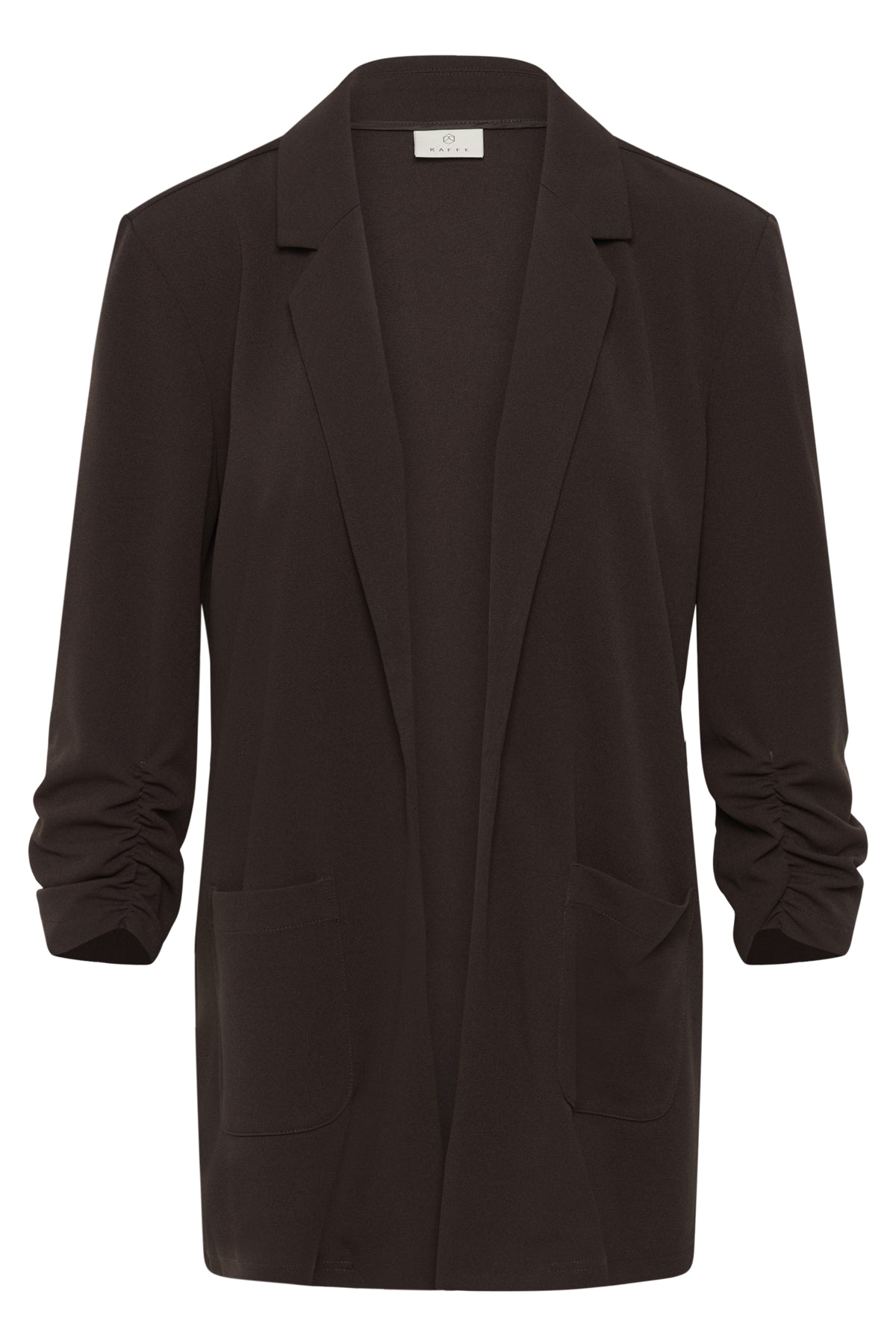 Kaffe KAphoebe – Mørkebrun blazer med 3/4-ermer