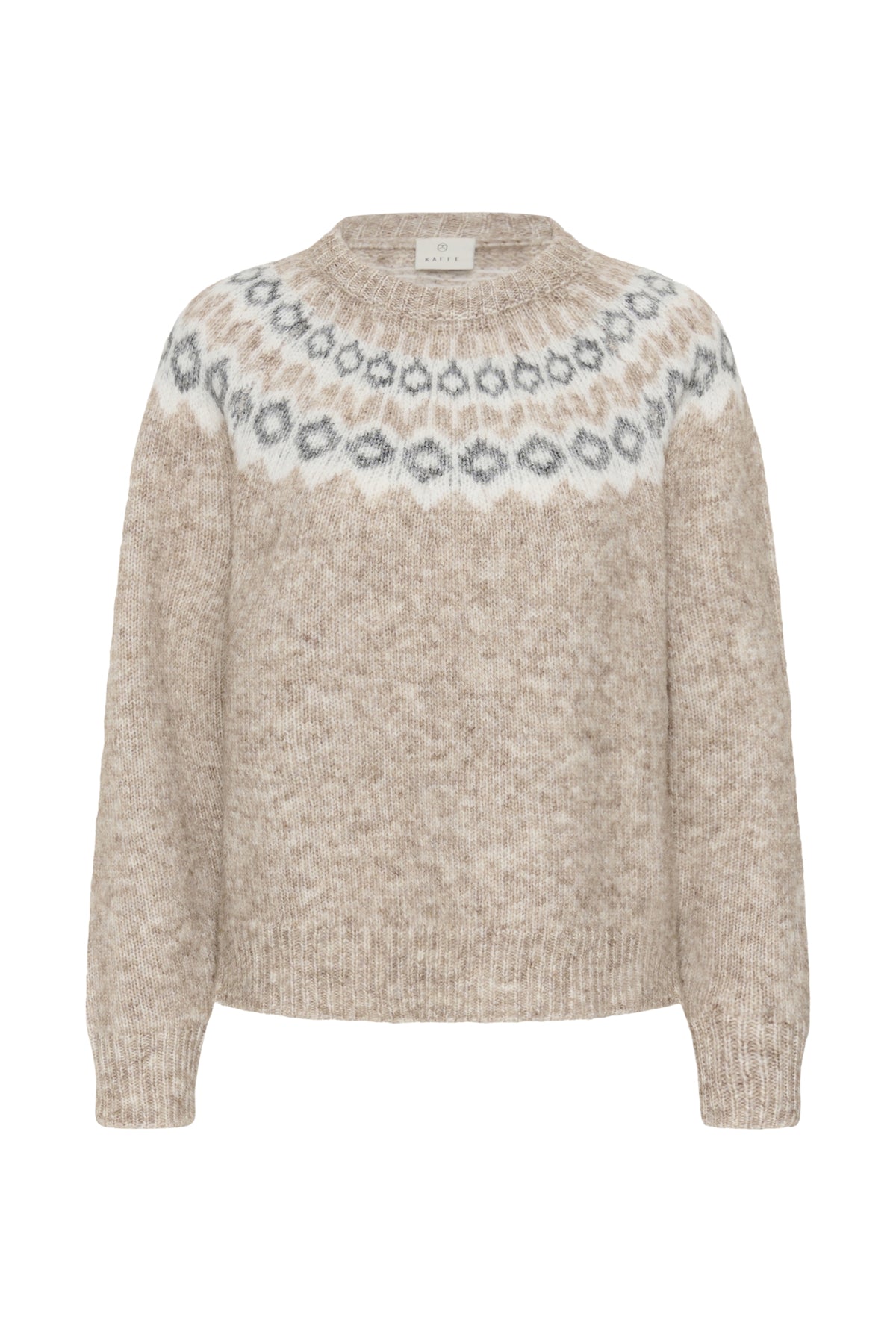 Kaffe KAberta Pullover Beige Melange/Grey/Chalk