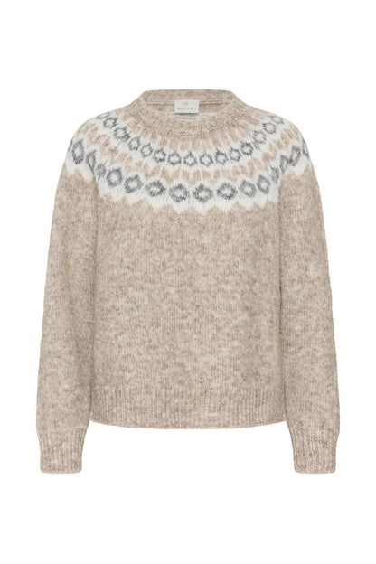 Kaffe KAberta Pullover Beige Melange/Grey/Chalk