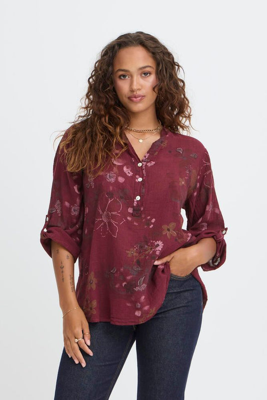 Sorbet SBalexa FL Blouse Cabernet - Red